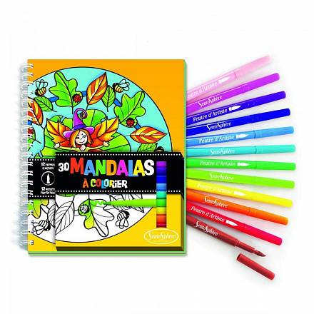 Набор для детского творчества - раскраски с фломастерами Узоры Мандала 